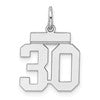Sterling Silver/Rhodium-plated Polished Number 30 Charm