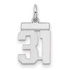 Sterling Silver/Rhodium-plated Polished Number 31 Charm