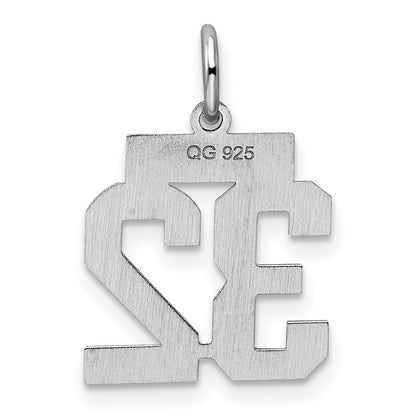 Sterling Silver/Rhodium-plated Polished Number 32 Charm