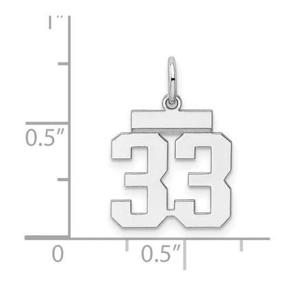 Sterling Silver/Rhodium-plated Polished Number 33 Charm