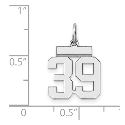 Sterling Silver/Rhodium-plated Polished Number 39 Charm