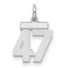Sterling Silver/Rhodium-plated Polished Number 47 Charm