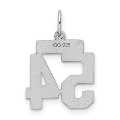 Sterling Silver/Rhodium-plated Polished Number 54 Charm