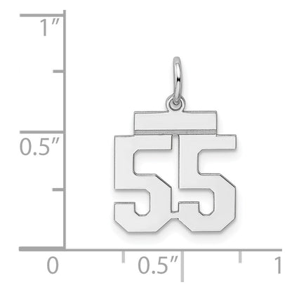 Sterling Silver/Rhodium-plated Polished Number 55 Charm