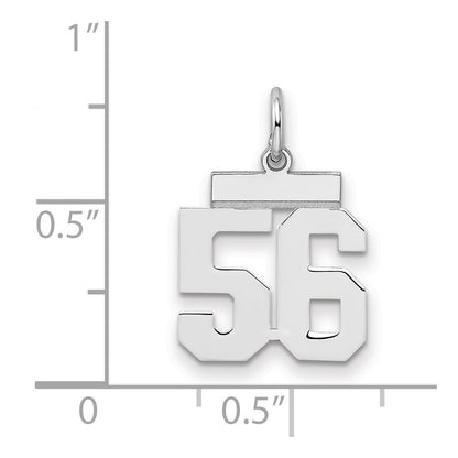Sterling Silver/Rhodium-plated Polished Number 56 Charm
