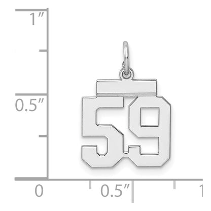 Sterling Silver/Rhodium-plated Polished Number 59 Charm