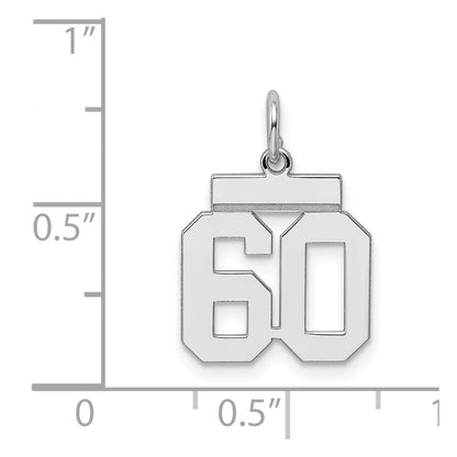 Sterling Silver/Rhodium-plated Polished Number 60 Charm
