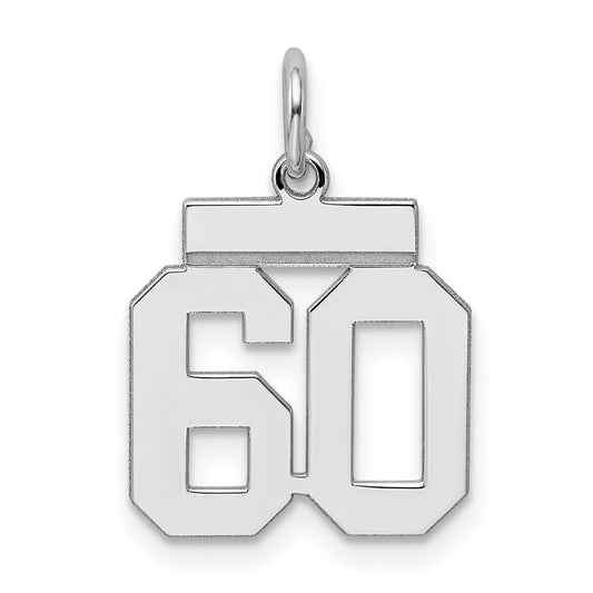 Sterling Silver/Rhodium-plated Polished Number 60 Charm
