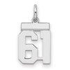 Sterling Silver/Rhodium-plated Polished Number 61 Charm