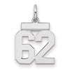 Sterling Silver/Rhodium-plated Polished Number 62 Charm