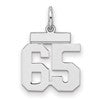 Sterling Silver/Rhodium-plated Polished Number 65 Charm
