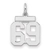 Sterling Silver/Rhodium-plated Polished Number 69 Charm