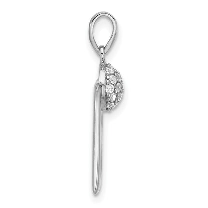 Sterling Silver RH-plated Micro Pave CZ Rectangle Earrings and Pendant Set