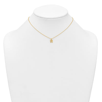 Sterling Silver Gold-tone White CZ Butterfly Childrens 14 inch Necklace and Post Earrings Set