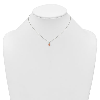 Sterling Silver Rose-tone White CZ Star Childrens 14 inch Necklace and Post Earrings Set