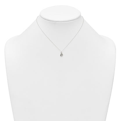Sterling Silver Polished White CZ Angel Childrens 14 inch Necklace and Post Earrings Set
