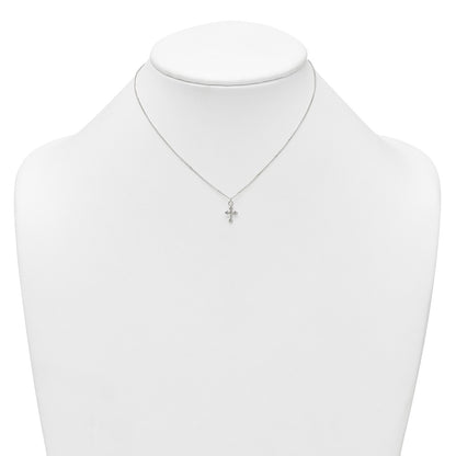 Sterling Silver Polished Cross Childrens 14 inch Necklace and Post Earrings Set