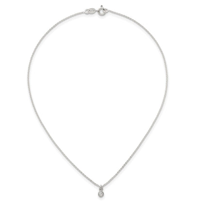 Sterling Silver Polished 4mm White CZ Childrens 14 inch Necklace and Post Earrings Set