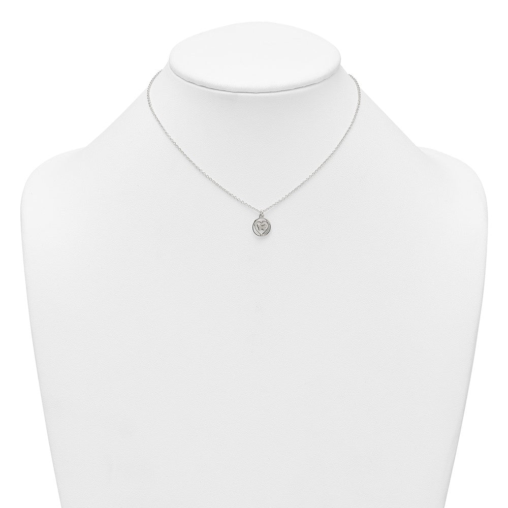 Sterling Silver Polished and Textured Butterfly in Heart Childrens 14 inch Necklace and Post Earrings Set