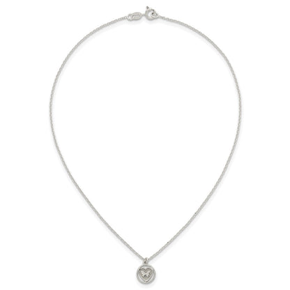 Sterling Silver Polished and Textured Butterfly in Heart Childrens 14 inch Necklace and Post Earrings Set