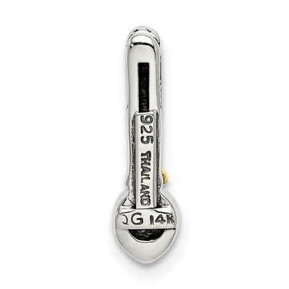 Shey Couture Sterling Silver Antiqued with 14k Accent Polished Garnet Chain Slide Pendant