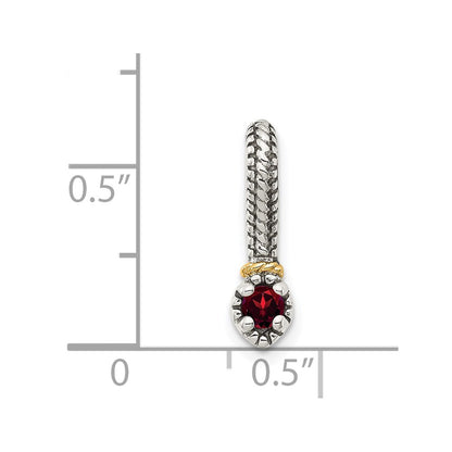 Shey Couture Sterling Silver Antiqued with 14k Accent Polished Garnet Chain Slide Pendant
