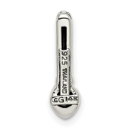 Shey Couture Sterling Silver Antiqued with 14k Accent Polished Rhodolite Garnet Chain Slide Pendant