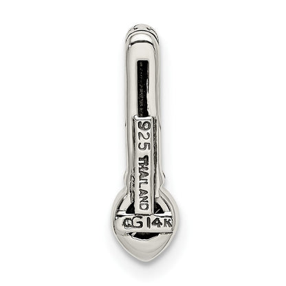 Shey Couture Sterling Silver Antiqued with 14k Accent Polished Created Emerald Chain Slide Pendant