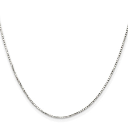 Sterling Silver Rhodium-plated 1.1mm Diamond-cut Round Box Chain