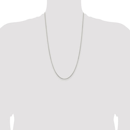 Sterling Silver Rhodium-plated 1.3mm Diamond-cut Round Box Chain