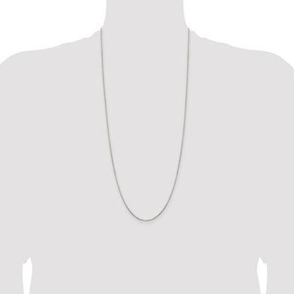 Sterling Silver Rhodium-plated 1.3mm Diamond-cut Round Box Chain