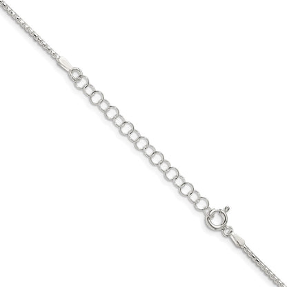 Sterling Silver 1.5mm Diamond-cut Round Box Chain w/2in ext.