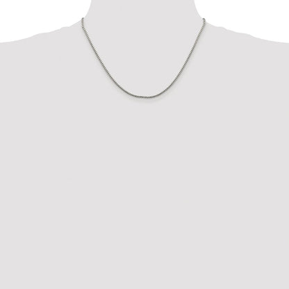 Sterling Silver Rhodium-plated 1.75mm Diamond-cut Round Box Chain