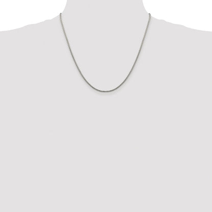 Sterling Silver Rhodium-plated 1.75mm Diamond-cut Round Box Chain