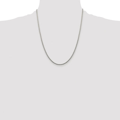 Sterling Silver Rhodium-plated 1.75mm Diamond-cut Round Box Chain