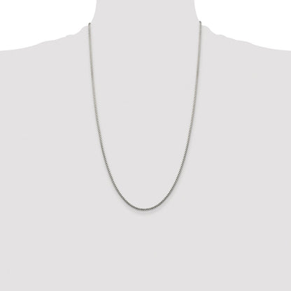 Sterling Silver Rhodium-plated 1.75mm Diamond-cut Round Box Chain