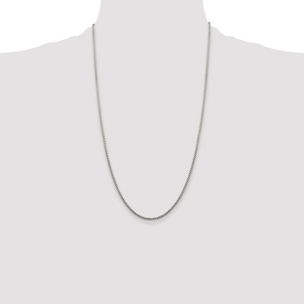 Sterling Silver Rhodium-plated 1.75mm Diamond-cut Round Box Chain