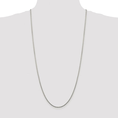 Sterling Silver Rhodium-plated 1.75mm Diamond-cut Round Box Chain