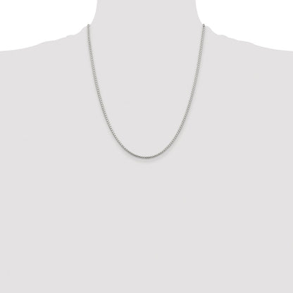Sterling Silver Rhodium-plated 2mm Diamond-cut Round Box Chain