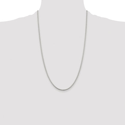 Sterling Silver Rhodium-plated 2mm Diamond-cut Round Box Chain