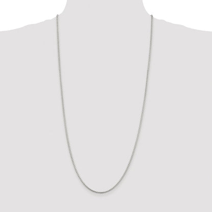 Sterling Silver Rhodium-plated 2mm Diamond-cut Round Box Chain