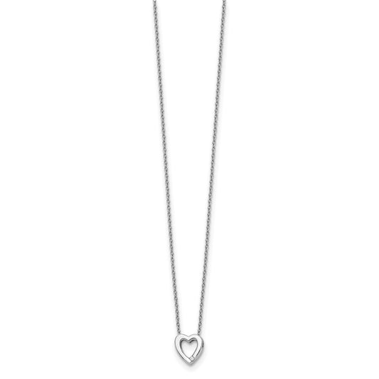 White Ice Sterling Silver Rhodium-plated Diamond 18 Inch Heart Necklace with 2 Inch Extender