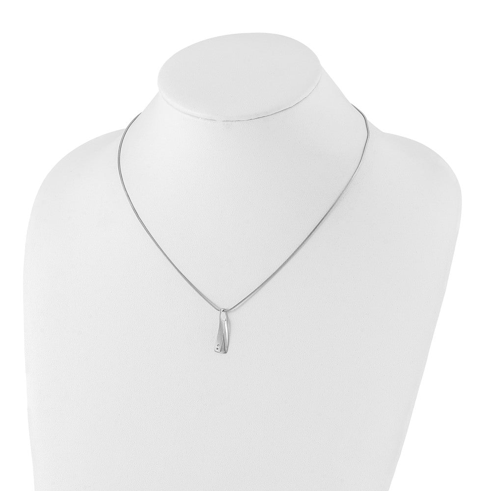 White Ice Sterling Silver Rhodium-plated Satin and Polished 18 Inch Diamond Necklace with 2 Inch Extender
