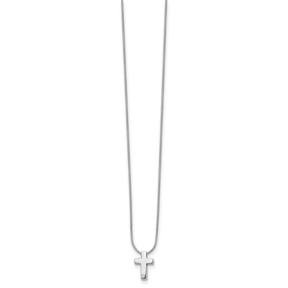 White Ice Sterling Silver Rhodium-plated 18 Inch Diamond Cross Necklace with 2 Inch Extender
