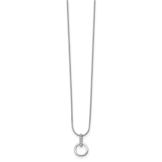 White Ice Sterling Silver Rhodium-plated 18 Inch Open Circle Diamond Necklace with 2 Inch Extender