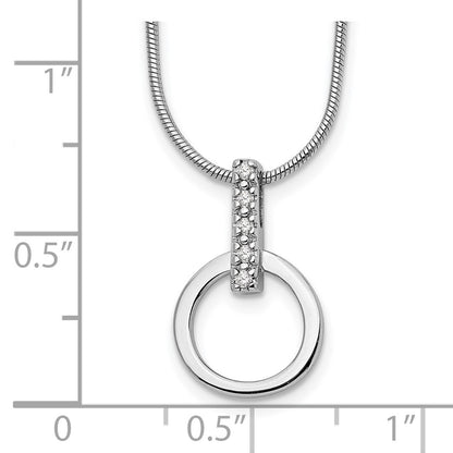 White Ice Sterling Silver Rhodium-plated 18 Inch Open Circle Diamond Necklace with 2 Inch Extender