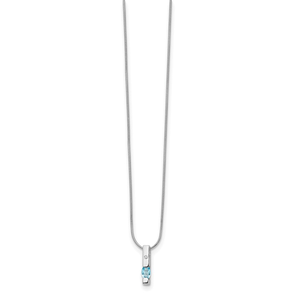White Ice Sterling Silver Rhodium-plated 18 inch  Diamond and Blue Topaz Necklace with 2 inch Extender