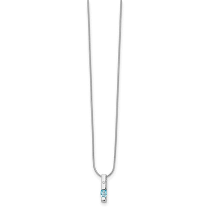 White Ice Sterling Silver Rhodium-plated 18 inch  Diamond and Blue Topaz Necklace with 2 inch Extender