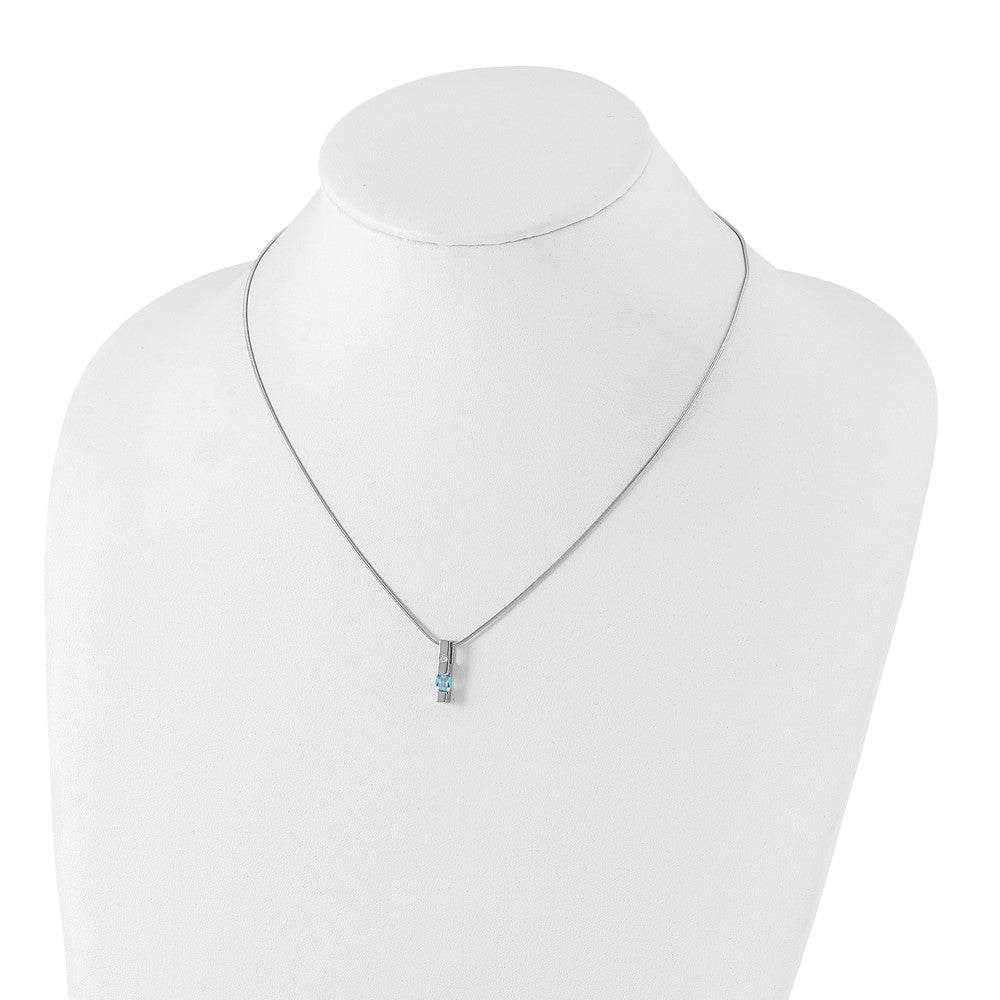 White Ice Sterling Silver Rhodium-plated 18 inch  Diamond and Blue Topaz Necklace with 2 inch Extender