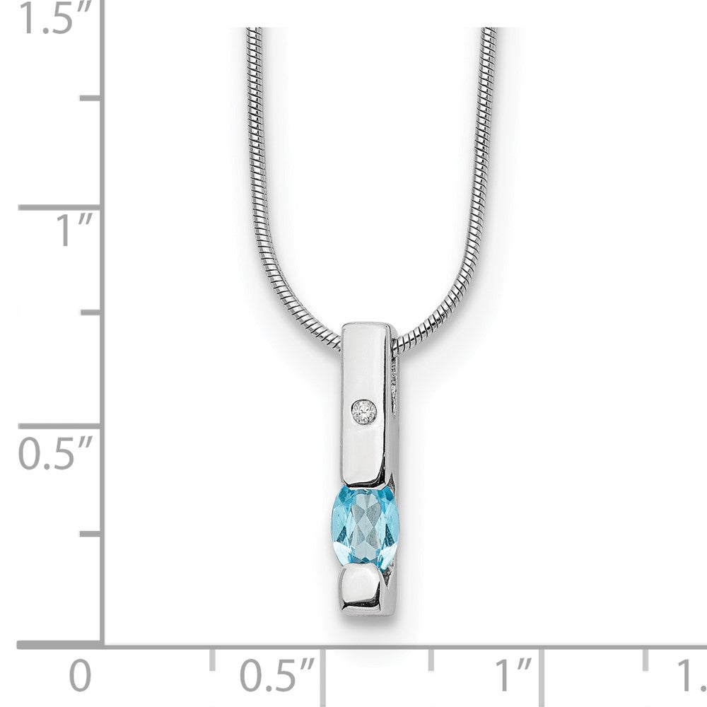 White Ice Sterling Silver Rhodium-plated 18 inch  Diamond and Blue Topaz Necklace with 2 inch Extender